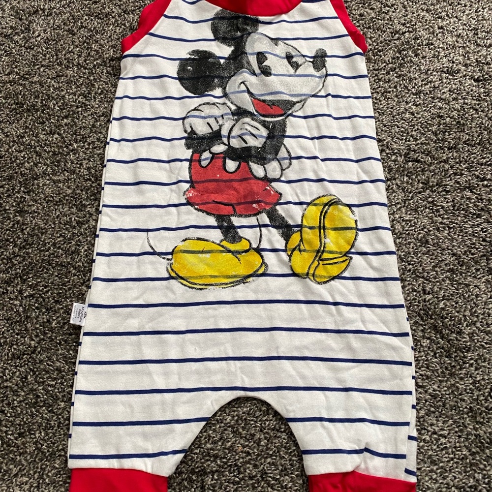 Disney Mickey Mouse Red and Yellow Striped Bodysuit